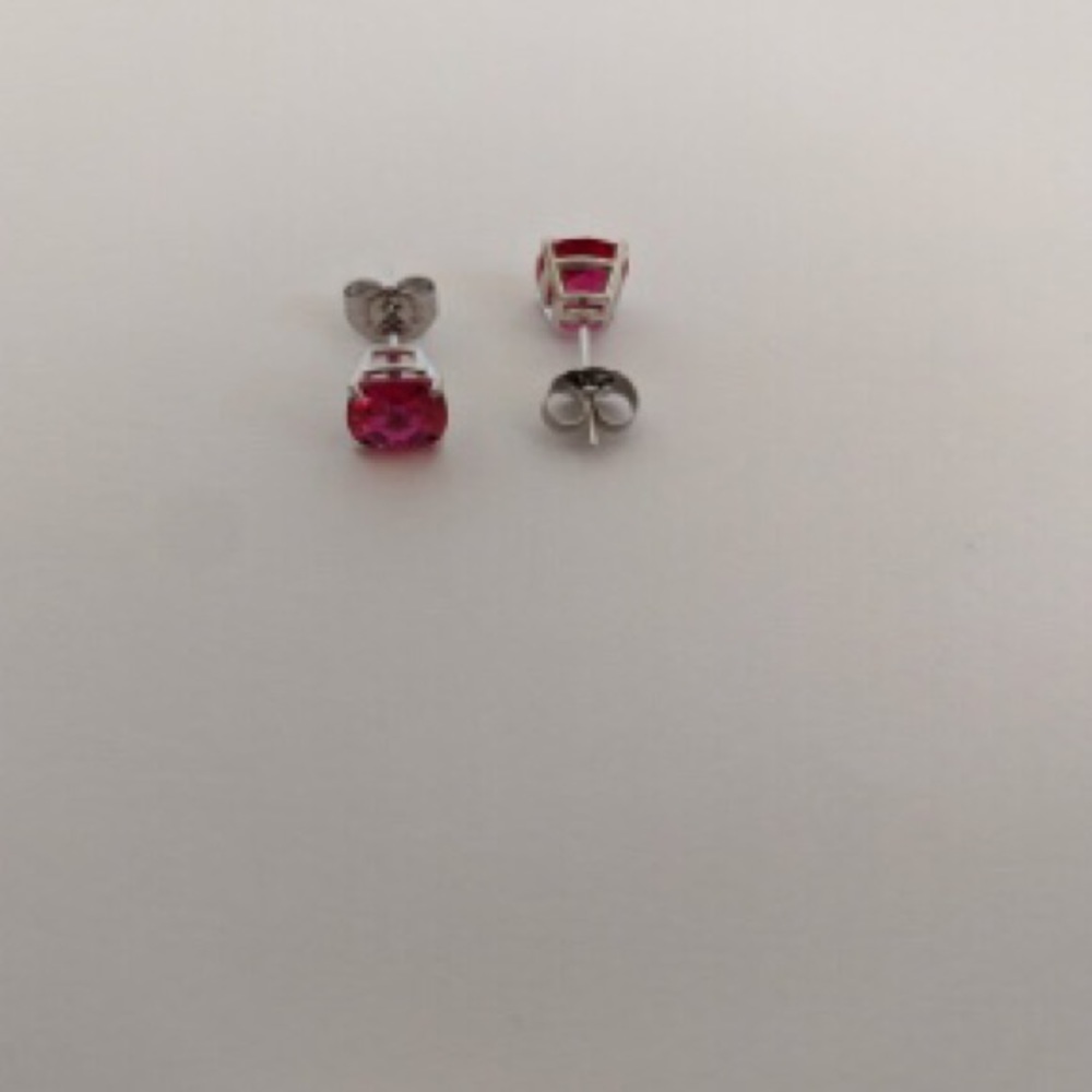 New 14K Ruby Stud Earrings on 14K White Gold $328